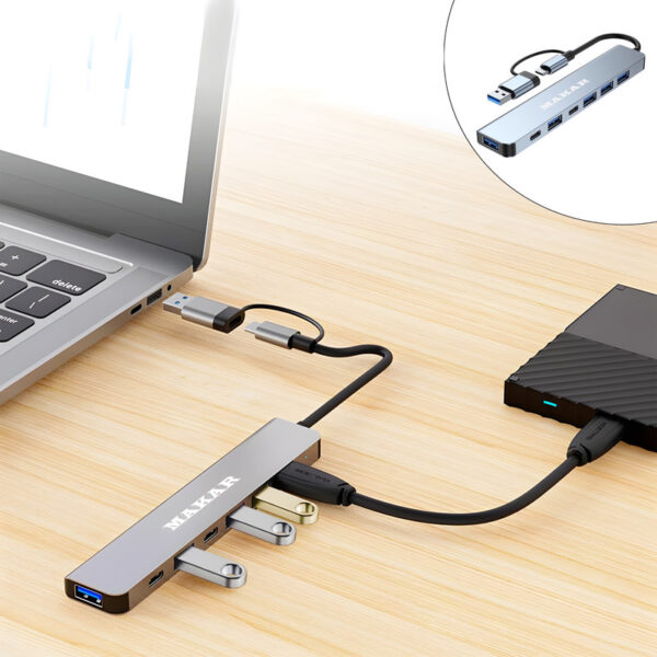 هاب 7 پورت USB 2.0 و USB 3.0 ماکار مدل 7in1 MK-HU243 - Image 1