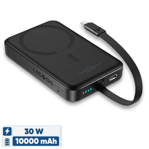 پاوربانک بی‌سیم 30 وات باسئوس مدل Magnetic Mini ظرفیت 10000 میلی آمپر ساعت - Image 1