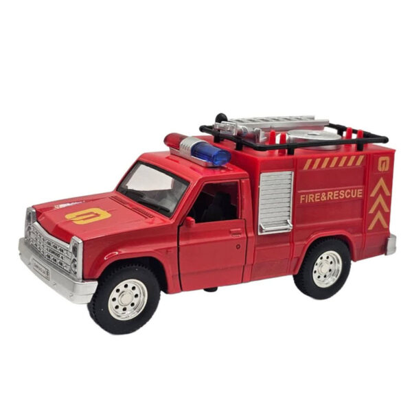 ماکت ماشین بازی ناب سل مدل نیسان آتش نشانی آژیردار فلزی عقب کش کد Nissan Fire Truck with Siren - Image 1