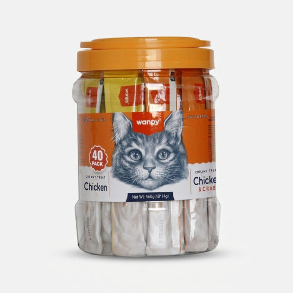 تشویقی گربه ونپی مدل Creamy Treat Pack طعم میکس مرغ وزن 14 گرم بسته 40 عددی - Image 1