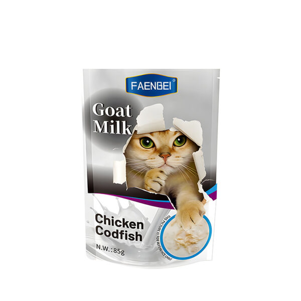 پوچ گربه بالغ فنبی مدل Goat Milk طعم مرغ و ماهی کاد وزن 85 گرم - Image 1