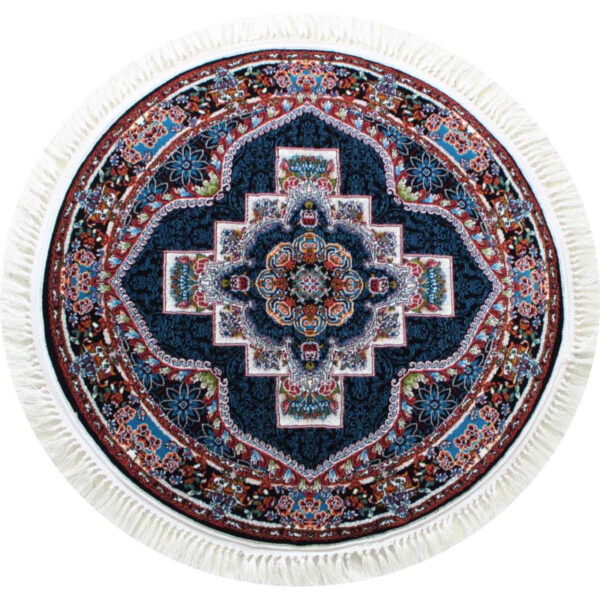 فرش ماشینی مدل گرد طرح ناردون زمینه سرمه ای - Image 1