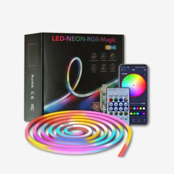 ریسه نئون فلکسی مدل LED-NEON-RGB-IC برنامه پذیر 5 متری - Image 1