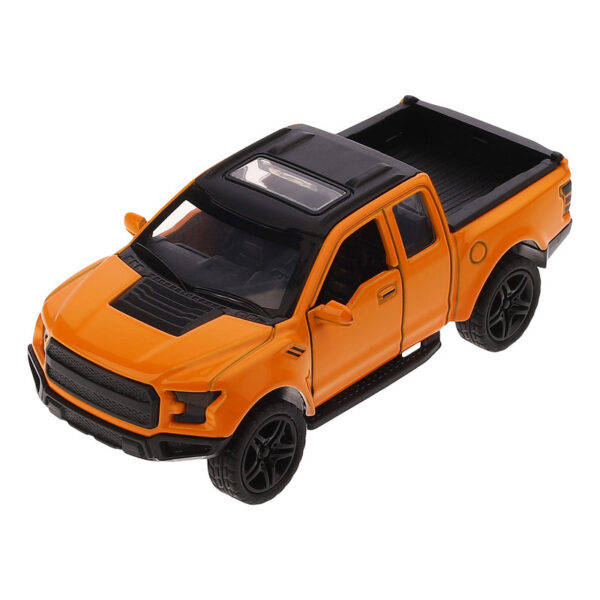 ماشین بازی آفرود فلزی طرح فورد RAPTOR عقب‌کش با در و صندوق بازشو، چراغ و افکت صوتی، طراحی دقیق و حرکت جلو و عقب - Image 1
