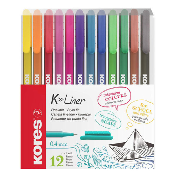 روان نویس کورس مدل FINE LINER طرح قایق بسته 12 عددی - Image 1