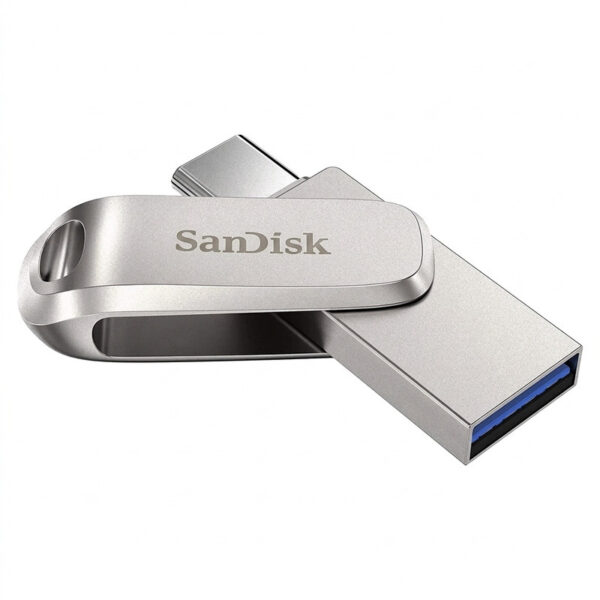 فلش مموری سن دیسک مدل Ultra Dual Drive Luxe ظرفیت 64 گیگابایت با دو رابط USB تایپ سی و USB 3.2 Gen1، بدنه فلزی چرخشی، سرعت انتقال 150 مگابایت بر ثانیه و سازگار با گوشی، تبلت، کامپیوتر و تلویزیون - Image 1
