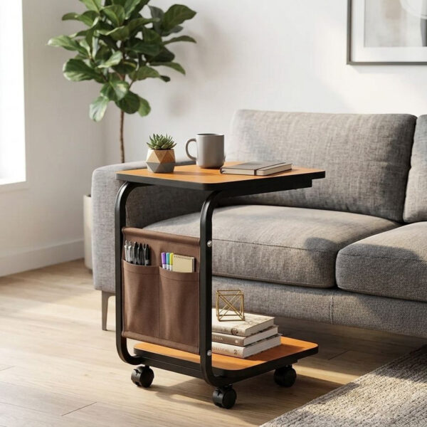 میز جلومبلی مستطیل با پایه فلز و صفحه MDF مدل چرخدار - Image 1