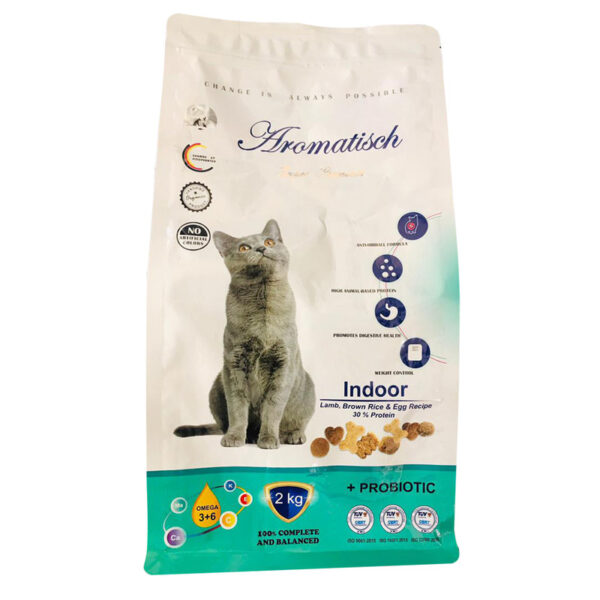 غذای خشک گربه آروماتیش مدل indoor lamb وزن 2 کیلوگرم - Image 1