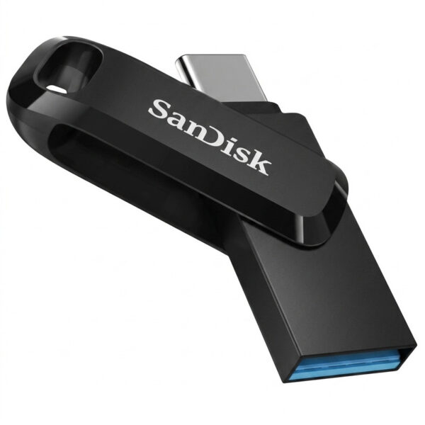 فلش مموری دو رابط سن دیسک مدل Ultra Dual Drive Go ظرفیت 128 گیگابایت با USB 3.2 Gen1، طراحی چرخشی، بدنه فلزی، سازگار با گوشی، تبلت، کامپیوتر و تلویزیون - Image 1