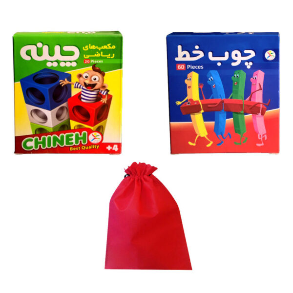 بازی آموزشی مدل  چینه و چوب خط  به همراه کیسه ریاضی مجموعه 3 عددی - Image 1