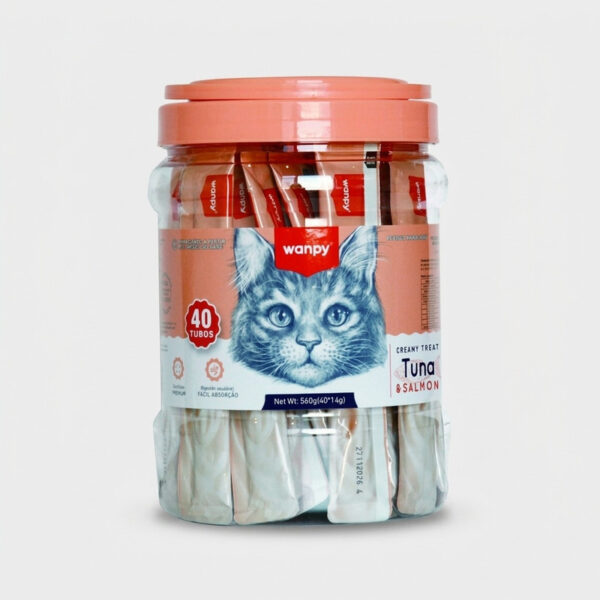 بستنی گربه ونپی مدل Creamy Treat Pack طعم ماهی تن و سالمون وزن 14 گرم بسته 40 عددی - Image 1