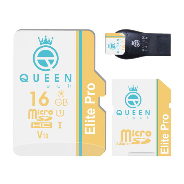 کارت حافظه Micro SDHC کوئین تک مدل Eite pro V10-566X PLUS کلاس 10 استاندارد UHS-l U1 سرعت 85mbps ظرفیت 16 گیگابایت به همراه آداپتور SD و کارت خوان USB - Image 1